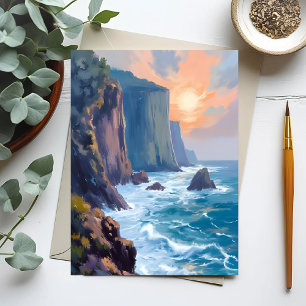 Cliffside Cove Küsten-Ozean-Aquarellmalerei Postkarte