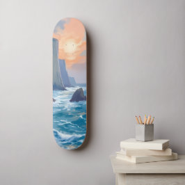 Cliffside Cove | Wasserfarbenmalerei der Küstengew Skateboard