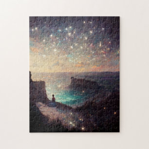 Cliffside Night Fantasy Landscape Sci-Fi Puzzle