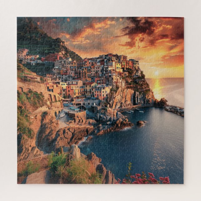 Clifftop Coastline mit Sonnenuntergang Puzzle (Vertikal)