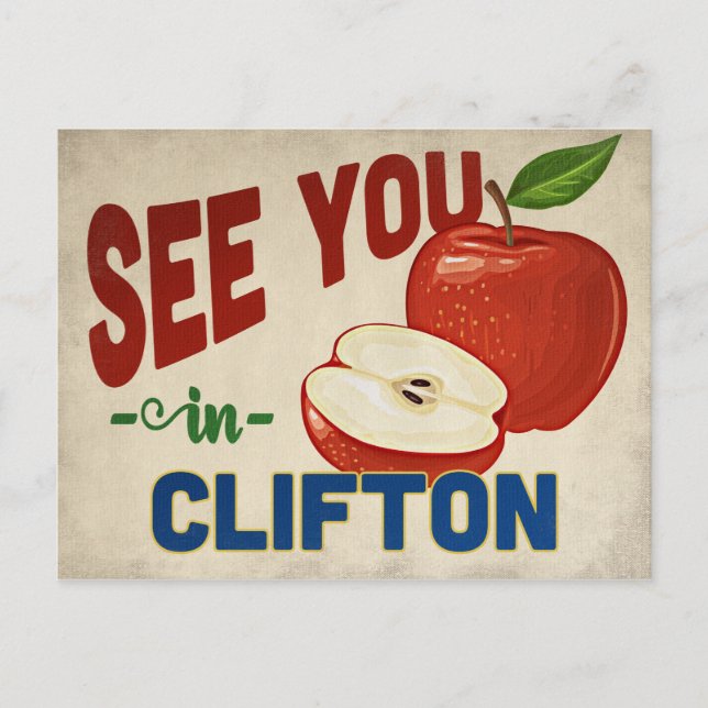 Clifton New Jersey Apple - Vintage Travel Postkarte (Vorderseite)