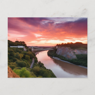 Clifton Suspension Bridge bei Sunset Postcard Postkarte