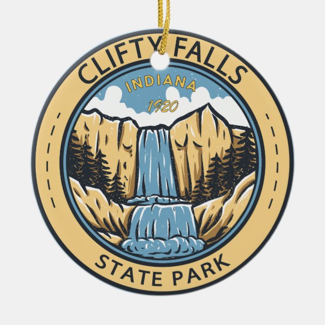 Clifty Falls Staat Park Indiana Abzeichen Keramik Ornament (Vorne)