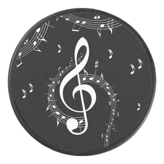 Climactic G Clef Music Black Eishockey Puck (Vorderseite)