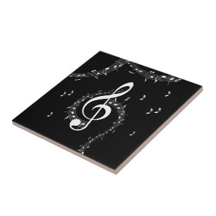 Climactic G Clef Music Black Fliese