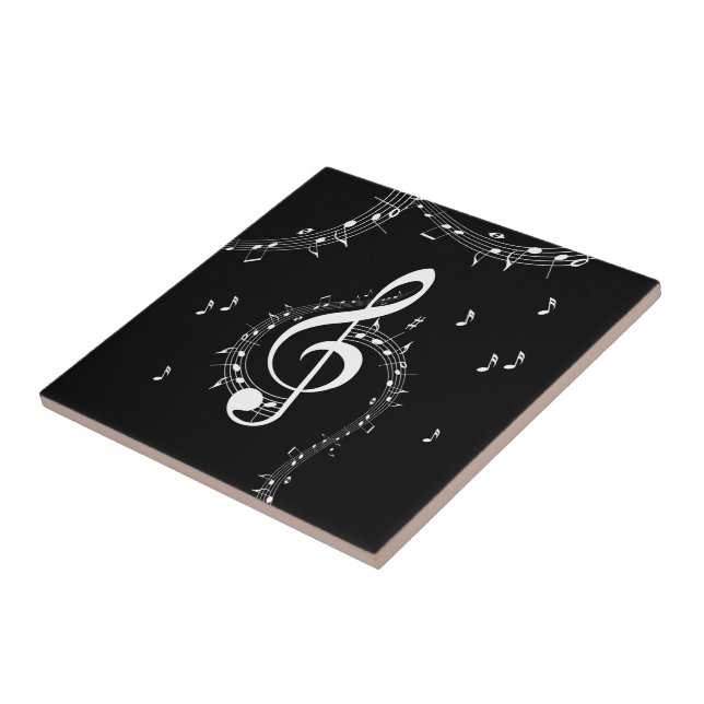 Climactic G Clef Music Black Fliese (Seite)