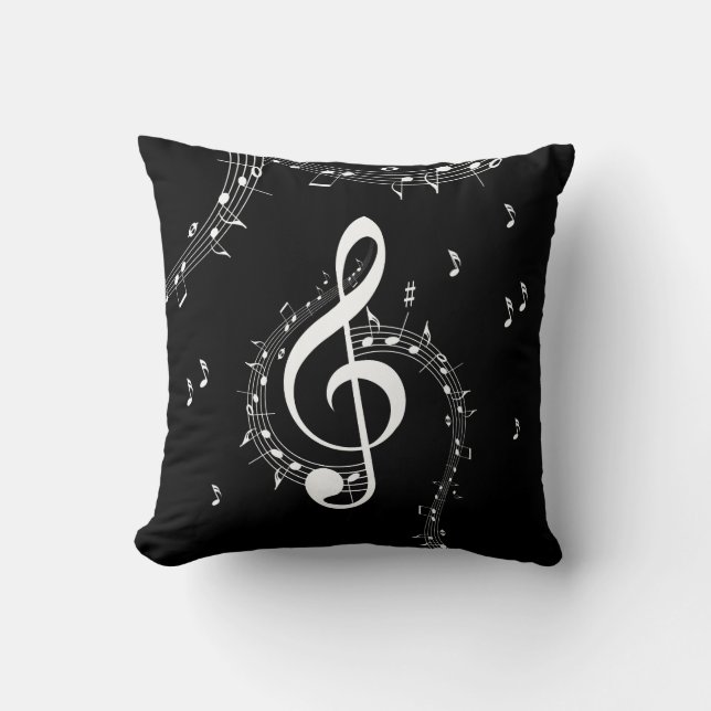 Climactic G Clef Music Black Kissen (Vorderseite)