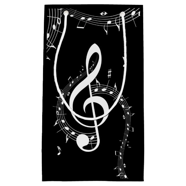 Climactic G Clef Music Black Kleine Geschenktüte (Vorderseite)