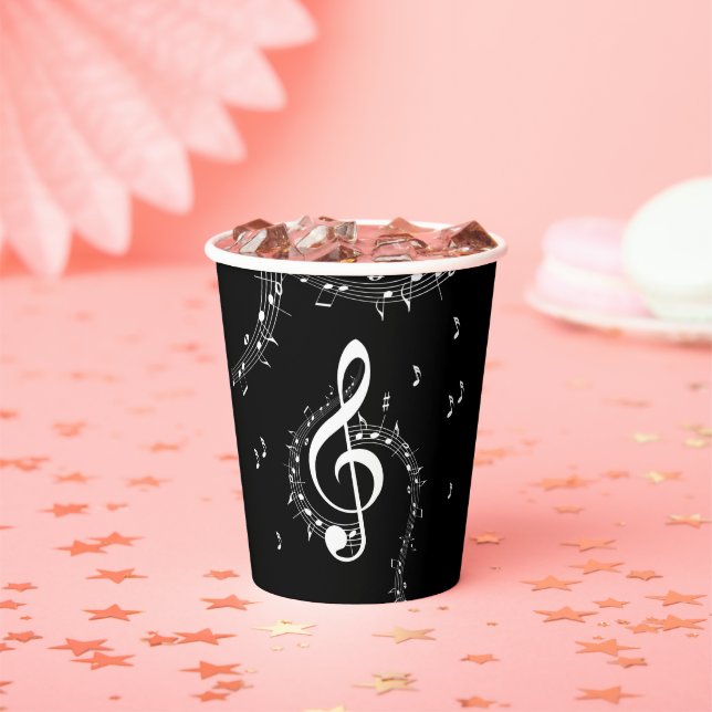 Climactic G Clef Music Black Pappbecher (Insitu)