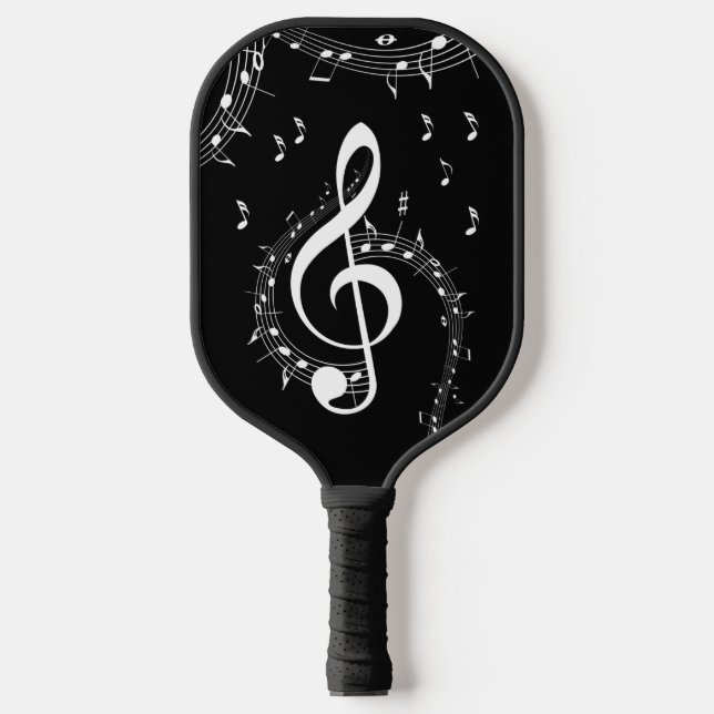 Climactic G Clef Music Black Pickleball Schläger (Vorderseite)