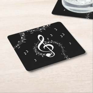 Climactic G Clef Music Black Rechteckiger Pappuntersetzer