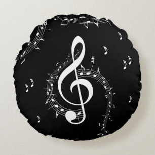 Climactic G Clef Music Black Rundes Kissen