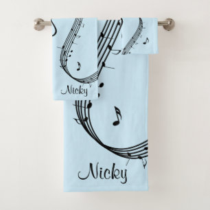 Climactic G Clef Music Blue Badhandtuch Set