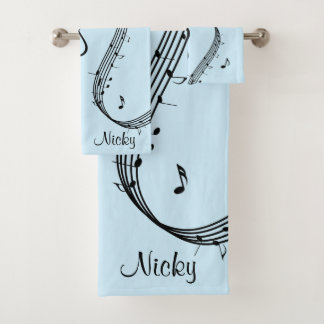 Climactic G Clef Music Blue Badhandtuch Set