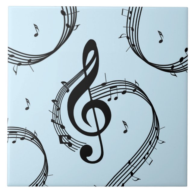 Climactic G Clef Music Blue Fliese (Vorderseite)