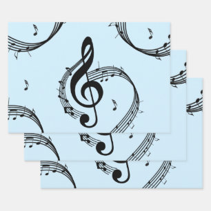 Climactic G Clef Music Blue Geschenkpapier Set