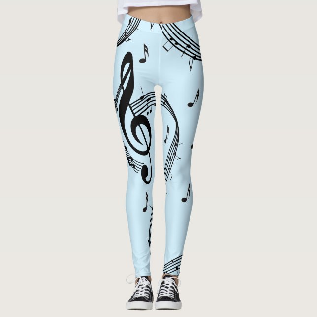 Climactic G Clef Music Blue Leggings (Vorderseite)
