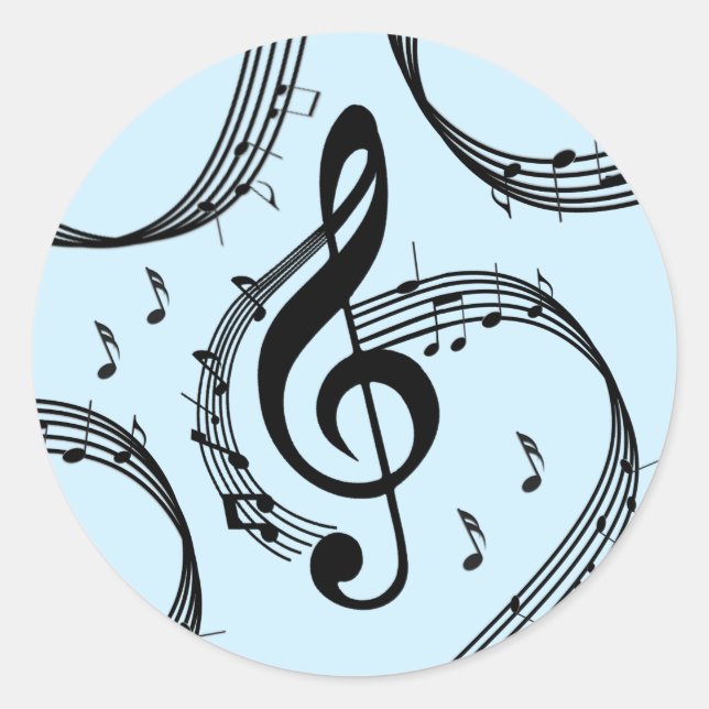 Climactic G Clef Music Blue Runder Aufkleber (Vorderseite)
