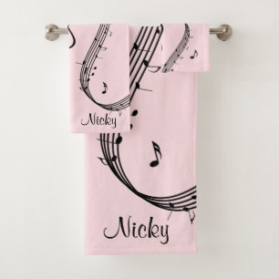 Climactic G Clef Music Pink Badhandtuch Set
