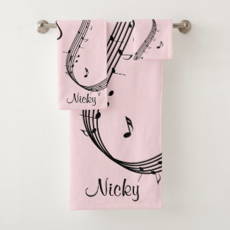 Climactic G Clef Music Pink Badhandtuch Set