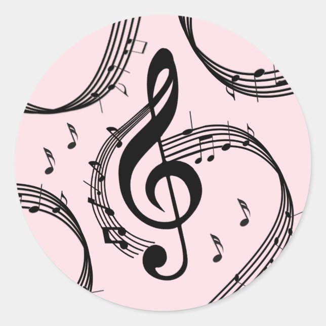 Climactic G Clef Music Pink Runder Aufkleber (Vorderseite)