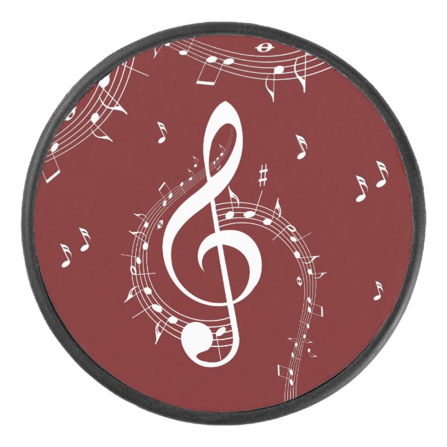 Climactic G Clef Music Red Eishockey Puck (Vorderseite)