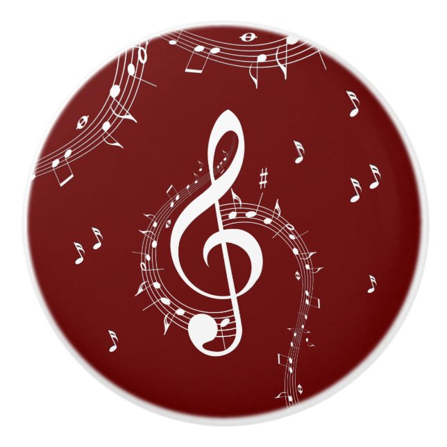 Climactic G Clef Music Red Keramikknauf (Vorderseite)