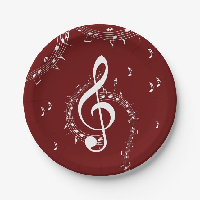 Climactic G Clef Music Red Pappteller (Vorderseite)