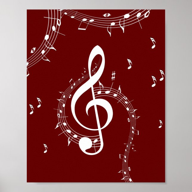 Climactic G Clef Music Red Poster (Vorne)