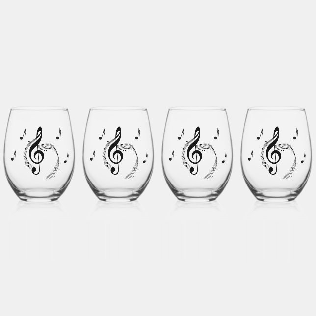 Climactic G Clef Music Weinglas Ohne Stiel (Vorderseite)