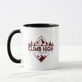 Climb High Mountain Mug – Hand-Drawn Motivational  Tasse