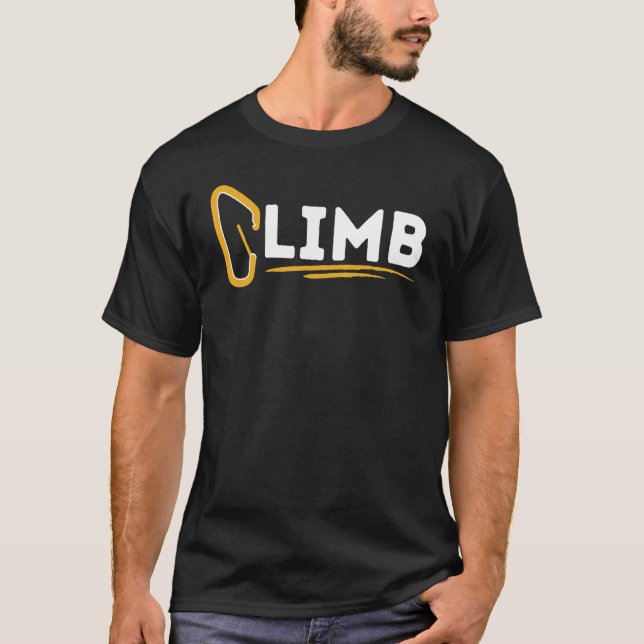 Climb Rock Climber Carabiner Klettergarten T-Shirt (Vorderseite)