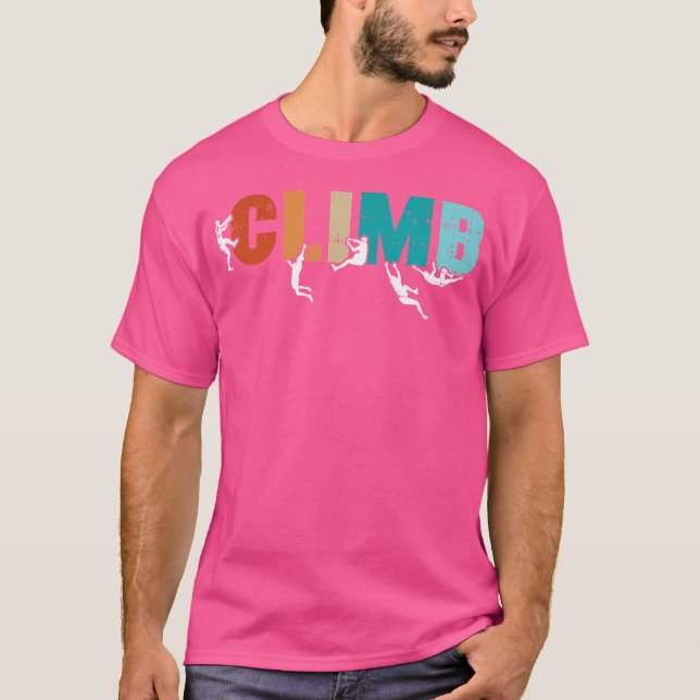 Climb Word Rock Climber Retro Bouldermännchen T-Shirt (Vorderseite)
