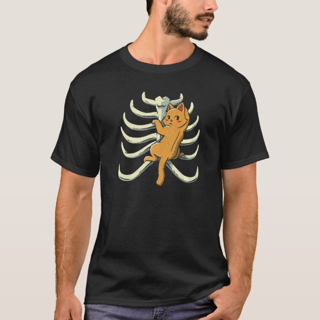 Climber Cat Climbing Rib Cage Anatomy X Ray Biolog T-Shirt (Vorderseite)