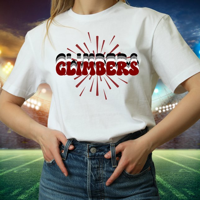 Climbers Layered Groovy Schriftart Sternexplosion  T-Shirt (Von Creator hochgeladen)