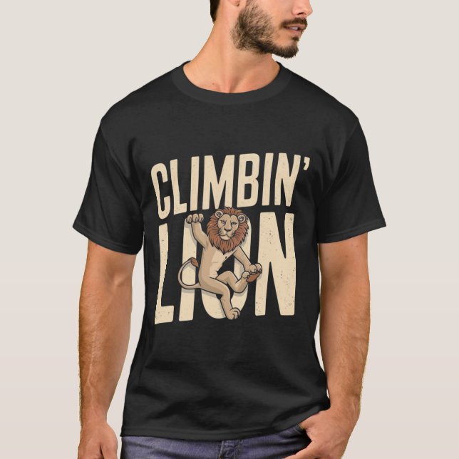 Climbin Lion - Funny Climber  T-Shirt (Vorderseite)