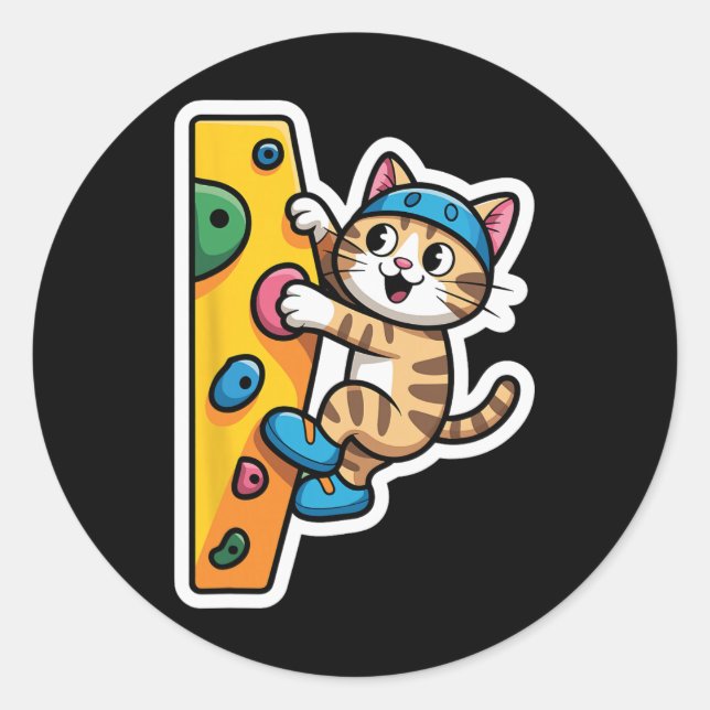 Climbing Cat Bouldering Wall Meme  Runder Aufkleber (Vorderseite)