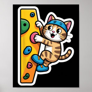 Climbing Cat Boulderwand Meme Poster