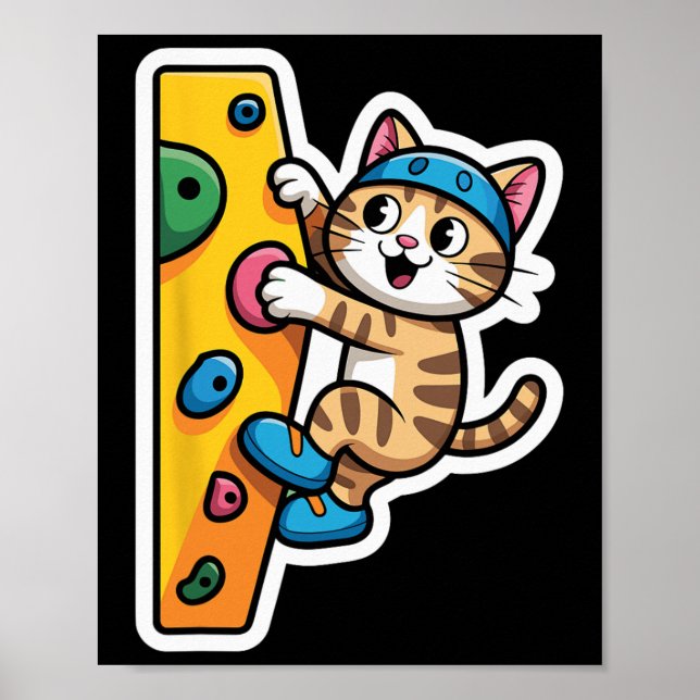 Climbing Cat Boulderwand Meme  Poster (Vorne)
