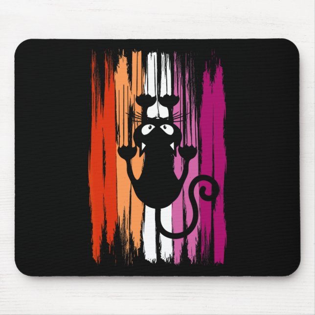 Climbing Cat With Scratches And Lesbian Pride Colo Mousepad (Vorne)
