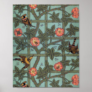 Climbing Rose & Small Bird, William Morris Poster