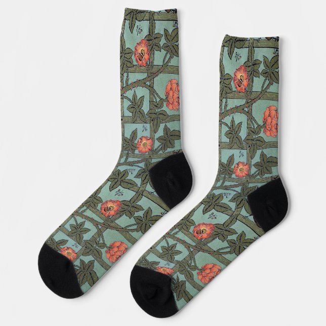 Climbing Roses & Small Birds, William Morris Socken (Linkes Detail)
