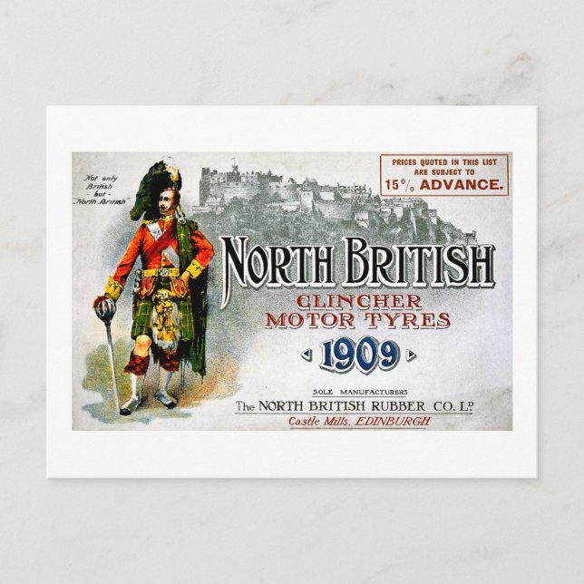 Clincher Motorreifen1909 - Vintage Werbung Postkarte (Vorderseite)