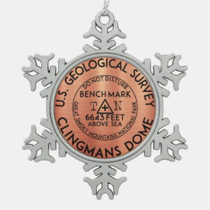 Clingmans Dome Benchmark Tennessee Grosses Smoking Schneeflocken Zinn-Ornament
