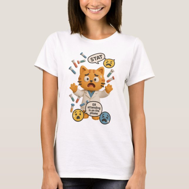 Clinical Lab Tech Cat Running So Many Tests T-Shirt (Vorderseite)