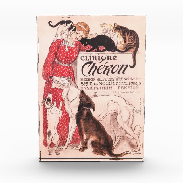 Clinique Cheron Vintag Dog Cat Steinlen Poster Fotoblock (Vorderseite)