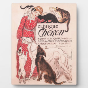 Clinique Cheron Vintag Dog Cat Steinlen Poster Fotoplatte