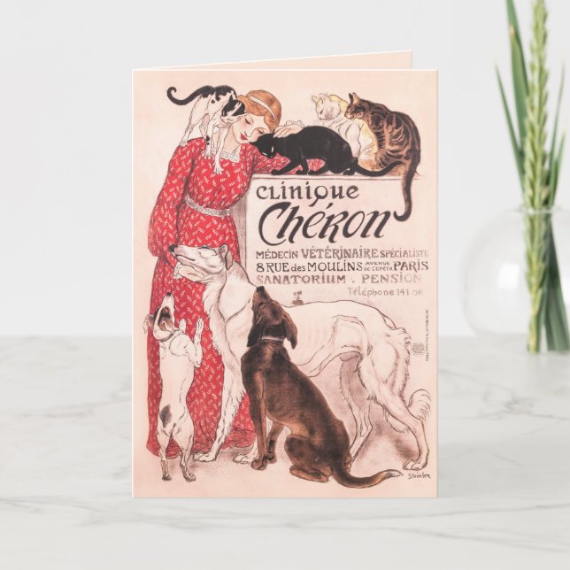 Clinique Cheron Vintag Dog Cat Steinlen Poster Karte (Vorderseite)