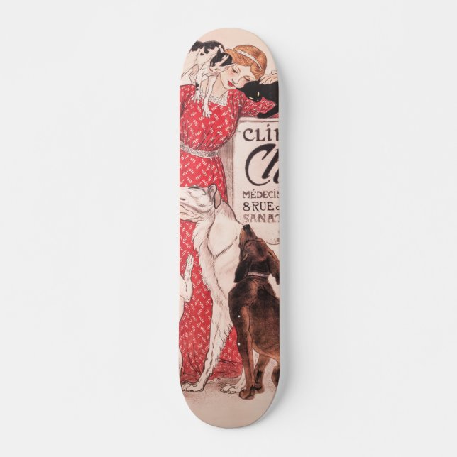 Clinique Cheron Vintag Dog Cat Steinlen Poster Skateboard (Vorne)