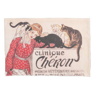 Clinique Cheron Vintage Hund Katze Steinlen Poster Kissenbezug
